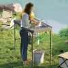 Outsunny Folding Fish Cleaning Table with Sink, Portable Camping Table with Faucet, Drainage Hose, Sprayer and Shelf, Gray - Gray