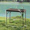 Outsunny Folding Fish Cleaning Table with Sink, Portable Camping Table with Faucet, Drainage Hose, Sprayer and Shelf, Tan - Tan