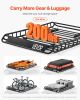 VEVOR Roof Rack Basket, 51 x 36 x 4.1 in, Universal Rooftop Cargo Carrier with 1120 x 870 x 260 mm Cargo Bag, Net, Ratchet Straps