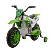 12V Kids Battery-Powered  Motorcycle Dirt Bike with Charging Battery, Training Wheels Green