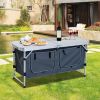 Camping Table, Folding Picnic Table with Handle & Storage, Silver - Silver