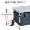 Camping Table, Folding Picnic Table with Handle & Storage, Silver - Silver