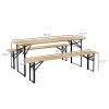 Outsunny Portable Wooden Picnic Table 6FT Beer Table Set with Benches German Style Anti-Injury Design for Patio Dining - default