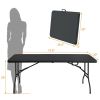 6ft Folding Table, Portable Plastic Table for Camping, Picnics, Parties, High Load Bearing Foldable Table Black - as Pic