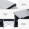 Outsunny Portable Camping Kitchen Aluminum Table Windscreen 3 Cupboards BBQ Black - Black