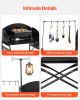 Camping Kitchen Table Portable Outdoor Cook Station Storage Windshield Aluminum - Black Table Top - Basic Type