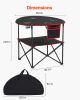 Folding Portable Camping Table Oxford Outdoor Picnic RoundTable 4 Cup Holders - 28 inch