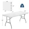 Portable Folding Camping Table with Carrying Handle for Picnic - White