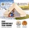 Canvas Bell Tent, 4 Seasons Yurt Tent, Canvas Tent for Camping with Stove Jack, Breathable Tent Holds up to 10 People