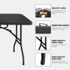6ft Folding Table, Portable Plastic Table for Camping, Picnics, Parties, High Load Bearing Foldable Table Black - as Pic