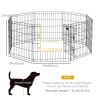 24inch Foldable Metal Exercise Pet Playpen Yard Dog Puppy Kennel Cage 8 Panel - Black