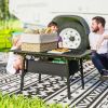 Outsunny 3ft Aluminum Small Folding Table, Portable Camping Table with Storage Bag, Carry Bag for Outdoor Picnic BBQ, Black - Default Title