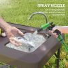 Outsunny Folding Fish Cleaning Table with Sink, Portable Camping Table with Faucet, Drainage Hose, Sprayer and Shelf, Tan - Tan