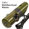 7 In 1 Multifunctional Survival Whistle With LED Light; Compass; Thermometer; Magnifying Glass; Mirror