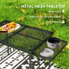Outsunny Folding Camping Table, 4.5ft Portable Table with 2 Wing Panels, Height Adjustable Metal Picnic Table - default