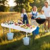 5 FT Folding Ice Cooler Table with Double Sinks for Camping Party Picnic Wedding - White