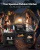 Camping Kitchen Table Portable Outdoor Cook Station Windshield Cupboard Aluminum - Black Table Top - Upgraded Version