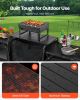 Camping Kitchen Table Portable Outdoor Cook Station Windshield Cupboard Aluminum - Black Table Top - Upgraded Version
