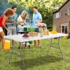 Portable Folding Camping Table with Carrying Handle for Picnic - White
