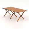 Folding Lightweight Aluminum Camping Table with Wood Grain - L
