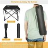 Travel Camping Picnic Portable Foldable Table with Cup Holder - Black - Outdoor Supplies
