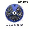 106/205pcs Round Split Shot Weights Set; Removable Split Shot Dispenser; Fishing Weights Sinkers; Fishing Tackle Accessories - Blue-205pcs