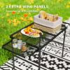 Outsunny Folding Camping Table, 4.5ft Portable Table with 2 Wing Panels, Height Adjustable Metal Picnic Table - default