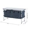 Camping Table, Folding Picnic Table with Handle & Storage, Silver - Silver