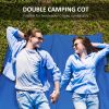 2 Person Folding Camping Cot for Adults, 50" Extra Wide Portable Sleeping Cot with Carry Bag, Elevated Camping Bed, Beach Hiking, Blue - Blue