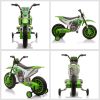 12V Kids Battery-Powered  Motorcycle Dirt Bike with Charging Battery, Training Wheels Green