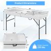 5 FT Folding Ice Cooler Table with Double Sinks for Camping Party Picnic Wedding - White