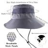 Bucket Hat Summer Men Women Fishing Boonie Hats UV Protection Long Large Wide Brim Hiking Sun Hat Outdoor Cap - Army Green