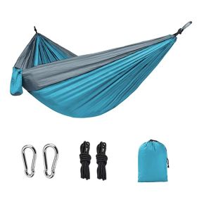 Camping Hammock; Portable Nylon Parachute Hammock 106*55in (Color: 106*55in Light Blue And Gray)