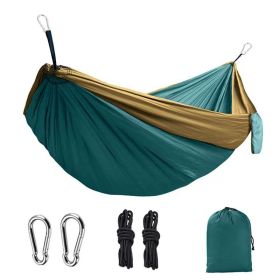 Camping Hammock; Portable Nylon Parachute Hammock 106*55in (Color: 106*55in Dark Green And Camel)