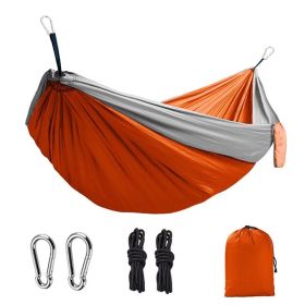 Camping Hammock; Portable Nylon Parachute Hammock 106*55in (Color: 106*55in Orange And Gray)