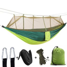 Hammock with Mosquito Net Ultralight Portable Nylon Outdoor Windproof (Color: Green)