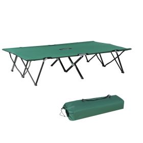 2 Person Cot, 50" Wide Outdoor Portable Sleeping Cot with Carry Bag, Green (Color: Green)
