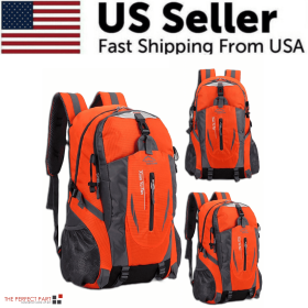 Travel Backpack Rucksack Camping Laptop Hiking School Book Bag (Color: Orange)