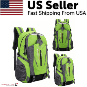 Travel Backpack Rucksack Camping Laptop Hiking School Book Bag (Color: Green)