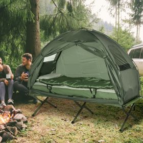 Folding Camping All-in-One Elevated Tent with Sleeping Bag Thick Air Mattress (Color: General)