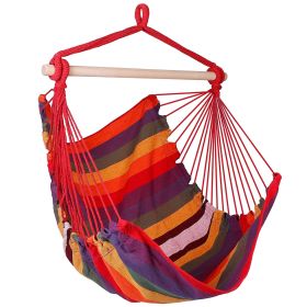 Wooden Stick Hammock Chair w/ 2Pillows 265LBS Load-bearing (Color: Red, size: One size)