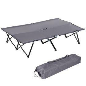 2 Person Folding Camping Cot, 50" Extra Wide with Carry Bag (Color: as Pic)