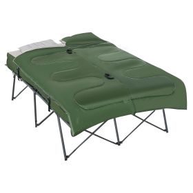2-Person Folding Camping Cot with Sleeping Bag, Inflatable Air Mattress, Comfort Pillows and Carry Bag (Color: as Pic)
