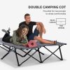 2 Person Folding Camping Cot, 50" Extra Wide with Carry Bag